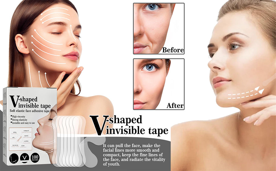 Cintas de Estiramiento Facial Invisible – ¡Efecto Lifting al Instante y Sin Cirugías!
