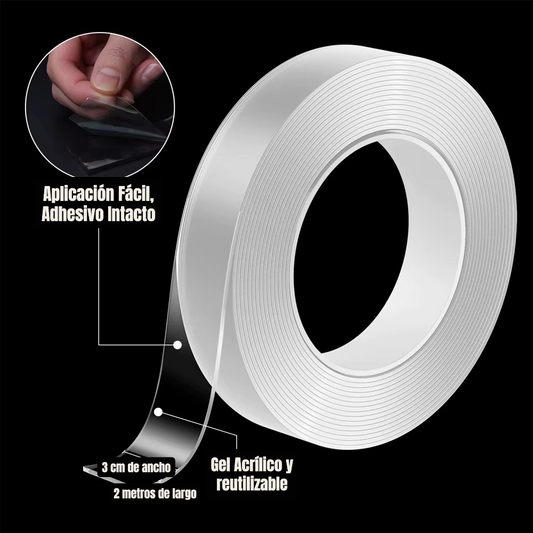 Cinta Ultra Adhesiva Transparente – Reutilizable & Sin Residuos